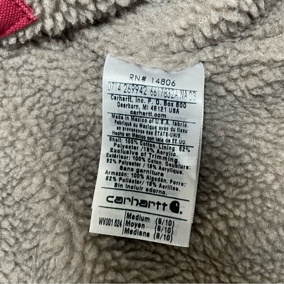 Carhartt Sherpa Lined Duck Canvas Mock Neck Vest Jacket Sz Med Crab Apple WV001 - Picture 9 of 12